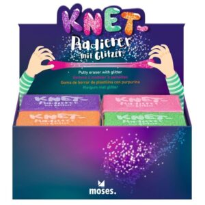 Kneedgum glitter assorti paars groen roze en oranje
